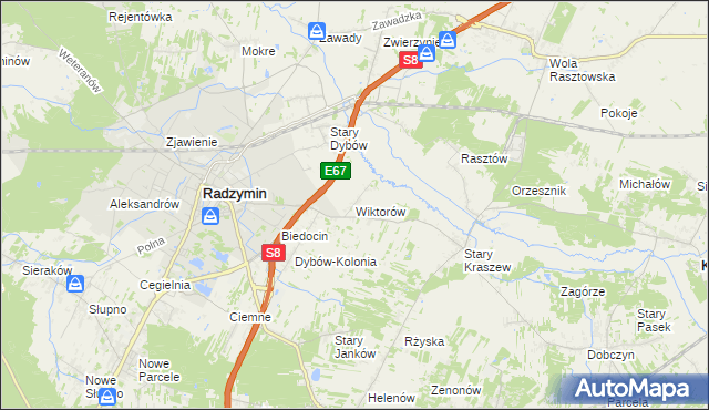 mapa Wiktorów gmina Radzymin, Wiktorów gmina Radzymin na mapie Targeo