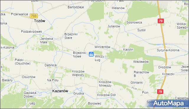 mapa Wilczy Ług, Wilczy Ług na mapie Targeo