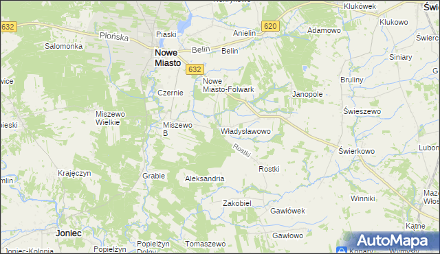 mapa Władysławowo gmina Nowe Miasto, Władysławowo gmina Nowe Miasto na mapie Targeo