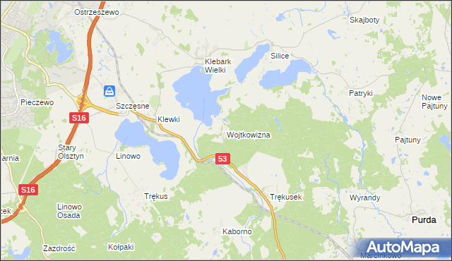 mapa Wojtkowizna, Wojtkowizna na mapie Targeo