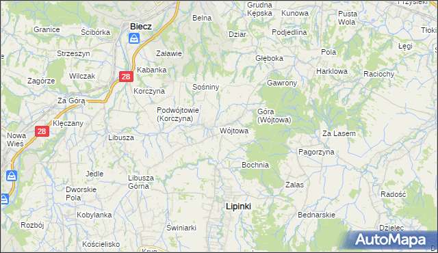 mapa Wójtowa, Wójtowa na mapie Targeo