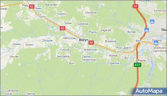 mapa Wojtyniów, Wojtyniów na mapie Targeo