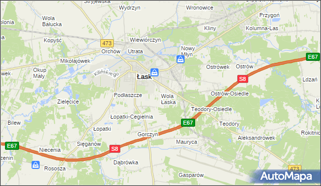 mapa Wola Łaska, Wola Łaska na mapie Targeo
