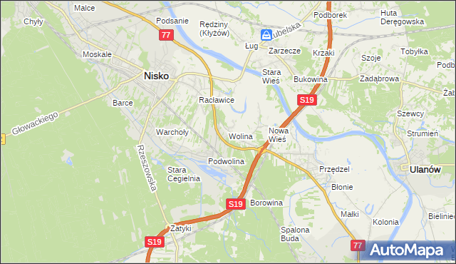 mapa Wolina, Wolina na mapie Targeo