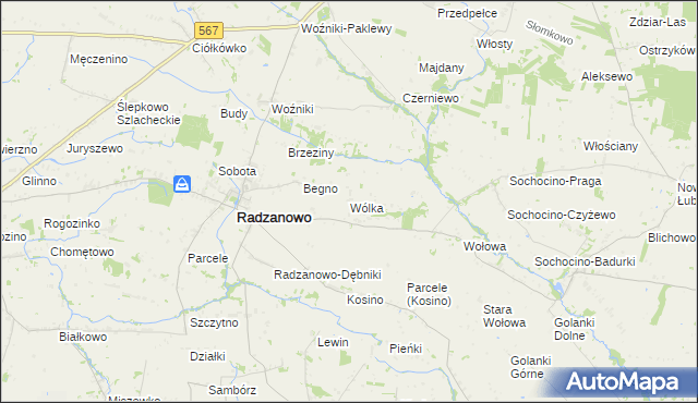 mapa Wólka gmina Radzanowo, Wólka gmina Radzanowo na mapie Targeo