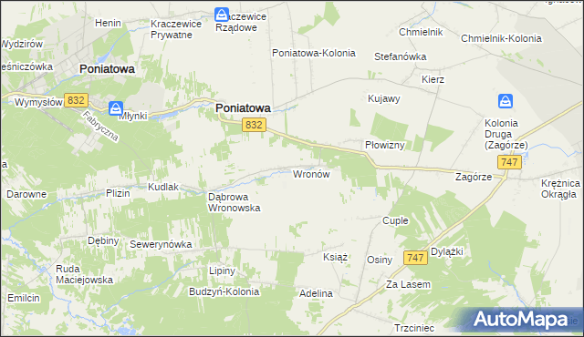 mapa Wronów gmina Bełżyce, Wronów gmina Bełżyce na mapie Targeo