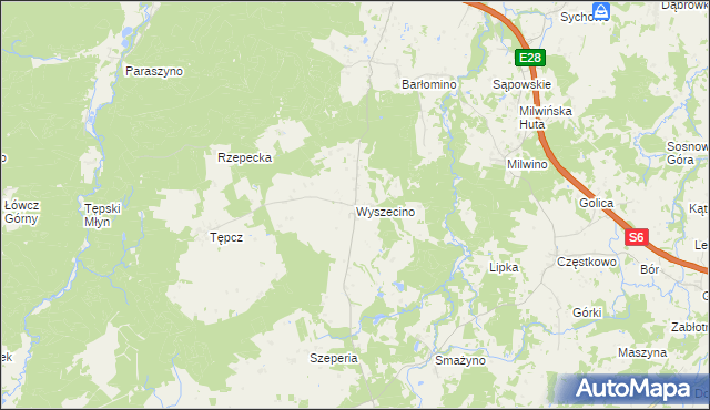 mapa Wyszecino, Wyszecino na mapie Targeo