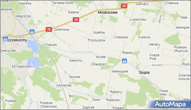 mapa Wywła, Wywła na mapie Targeo