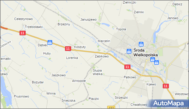 mapa Żabikowo, Żabikowo na mapie Targeo