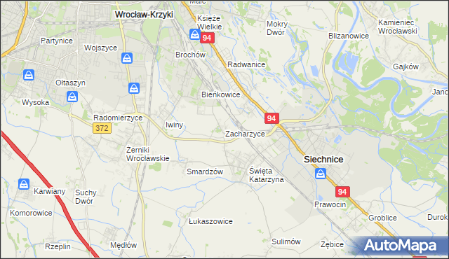 mapa Zacharzyce, Zacharzyce na mapie Targeo