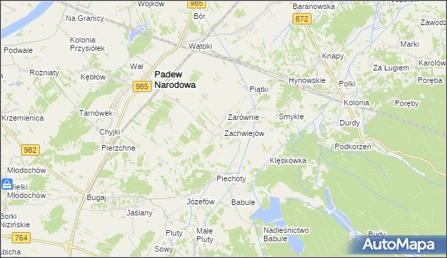 mapa Zachwiejów, Zachwiejów na mapie Targeo