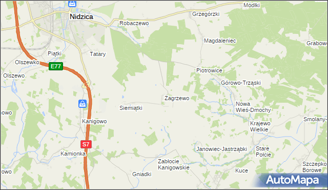 mapa Zagrzewo, Zagrzewo na mapie Targeo