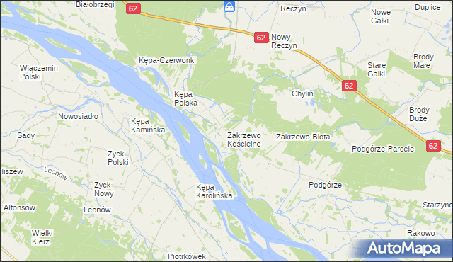 mapa Zakrzewo Kościelne, Zakrzewo Kościelne na mapie Targeo