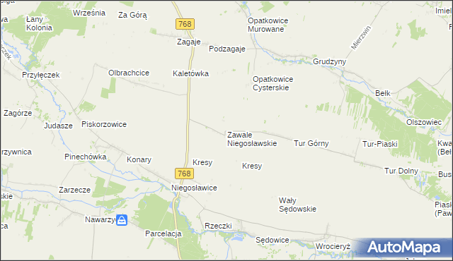 mapa Zawale Niegosławskie, Zawale Niegosławskie na mapie Targeo