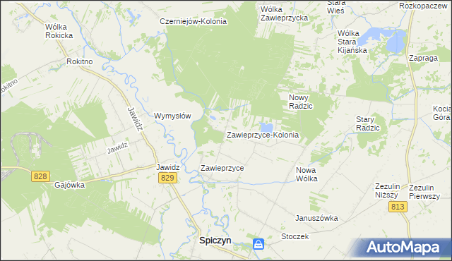 mapa Zawieprzyce-Kolonia, Zawieprzyce-Kolonia na mapie Targeo