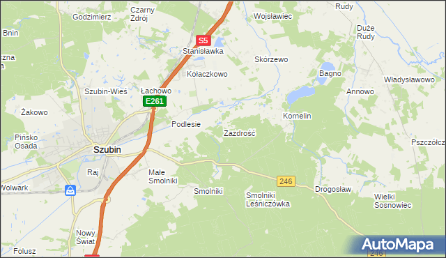 mapa Zazdrość gmina Szubin, Zazdrość gmina Szubin na mapie Targeo