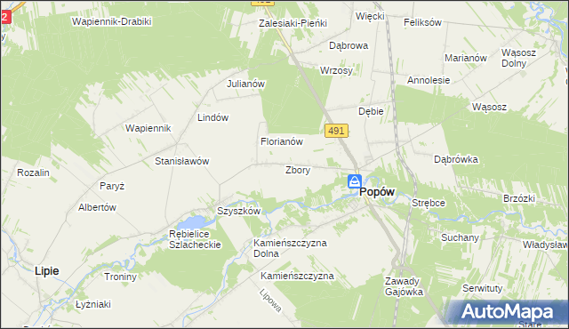 mapa Zbory, Zbory na mapie Targeo