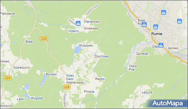 mapa Zbychowo, Zbychowo na mapie Targeo