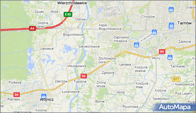 mapa Zbylitowska Góra, Zbylitowska Góra na mapie Targeo