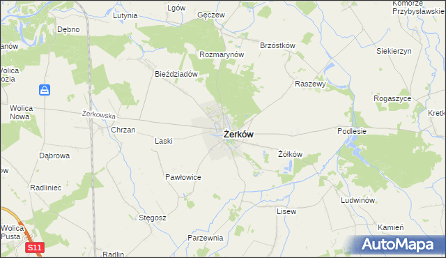 mapa Żerków powiat jarociński, Żerków powiat jarociński na mapie Targeo