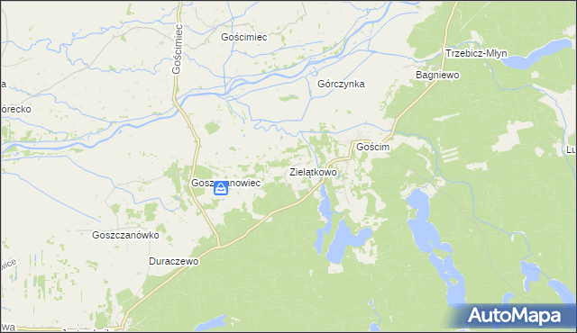 mapa Zielątkowo gmina Drezdenko, Zielątkowo gmina Drezdenko na mapie Targeo