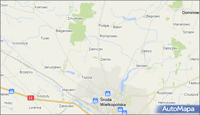 mapa Zielniki, Zielniki na mapie Targeo