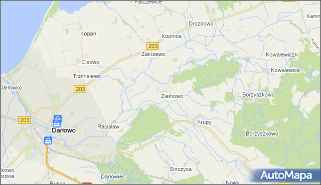 mapa Zielnowo gmina Darłowo, Zielnowo gmina Darłowo na mapie Targeo