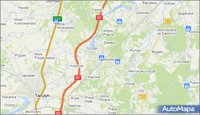 mapa Złotokłos, Złotokłos na mapie Targeo