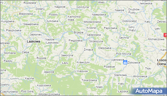 mapa Żmiąca, Żmiąca na mapie Targeo