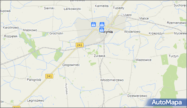 mapa Żurawia gmina Kcynia, Żurawia gmina Kcynia na mapie Targeo