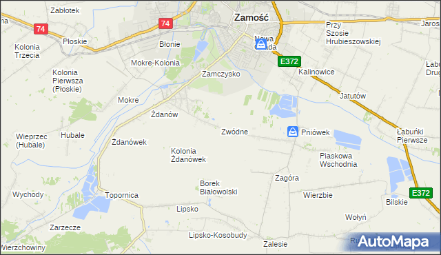 mapa Zwódne, Zwódne na mapie Targeo