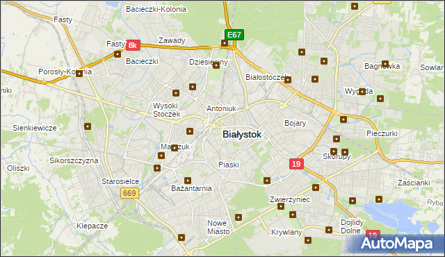 mapa Białegostoku, Białystok na mapie Targeo