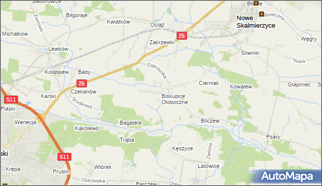 mapa Biskupice Ołoboczne, Biskupice Ołoboczne na mapie Targeo