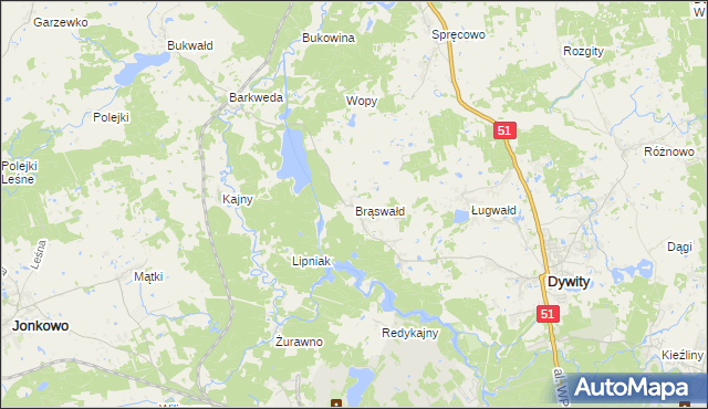 mapa Brąswałd, Brąswałd na mapie Targeo