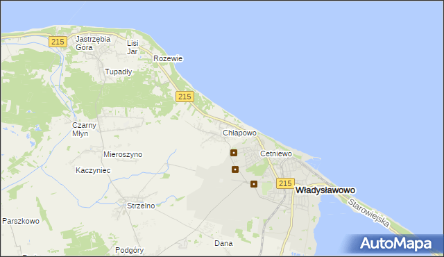mapa Chłapowo gmina Władysławowo, Chłapowo gmina Władysławowo na mapie Targeo