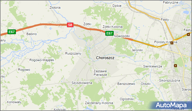 mapa Choroszcz, Choroszcz na mapie Targeo