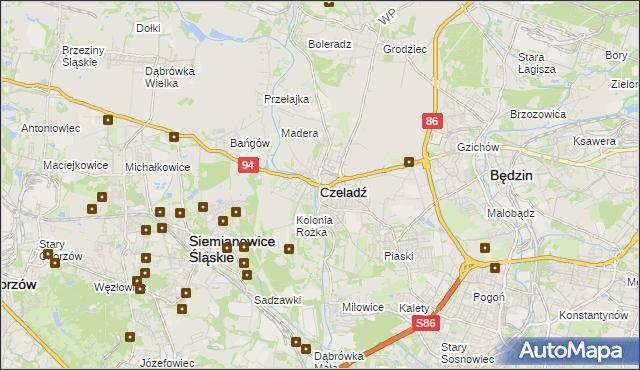 mapa Czeladź, Czeladź na mapie Targeo