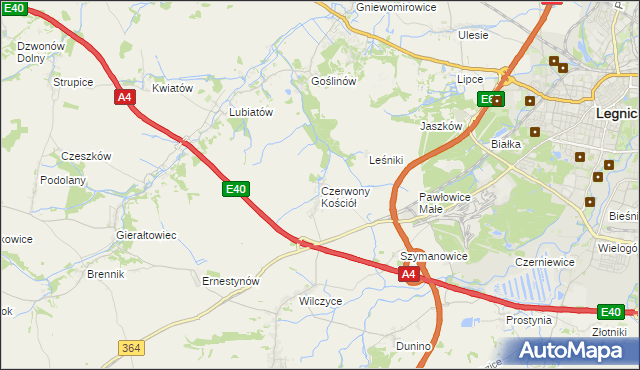 mapa Czerwony Kościół, Czerwony Kościół na mapie Targeo