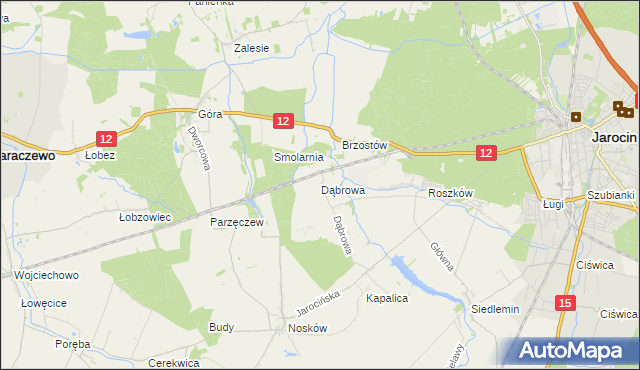 mapa Dąbrowa gmina Jarocin, Dąbrowa gmina Jarocin na mapie Targeo