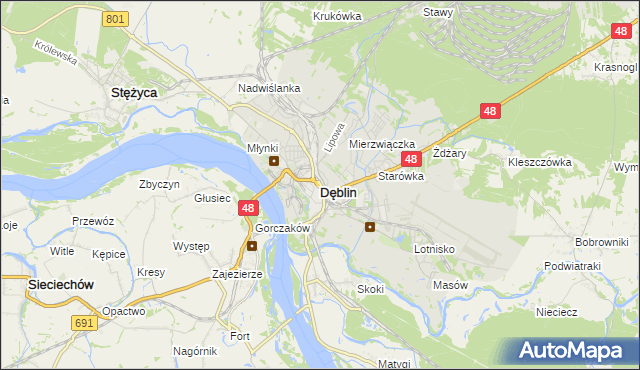 mapa Dęblin, Dęblin na mapie Targeo