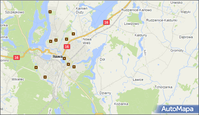 mapa Dół gmina Iława, Dół gmina Iława na mapie Targeo