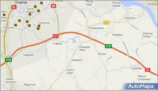 mapa Dziewięć Włók, Dziewięć Włók na mapie Targeo