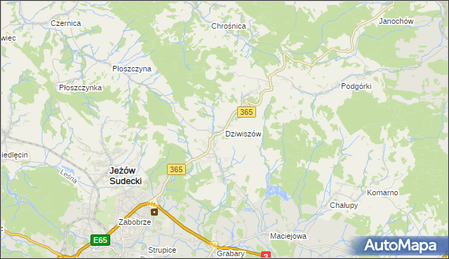 mapa Dziwiszów, Dziwiszów na mapie Targeo