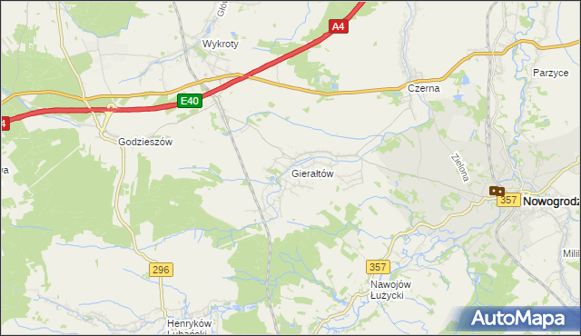 mapa Gierałtów, Gierałtów na mapie Targeo