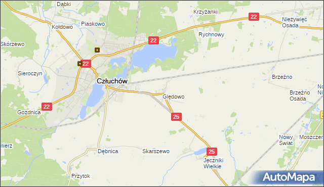 mapa Ględowo, Ględowo na mapie Targeo