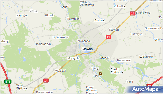 mapa Głowno, Głowno na mapie Targeo