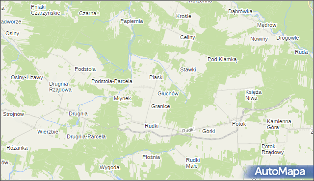 mapa Głuchów gmina Raków, Głuchów gmina Raków na mapie Targeo