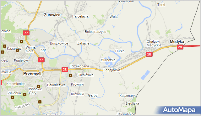 mapa Hureczko, Hureczko na mapie Targeo