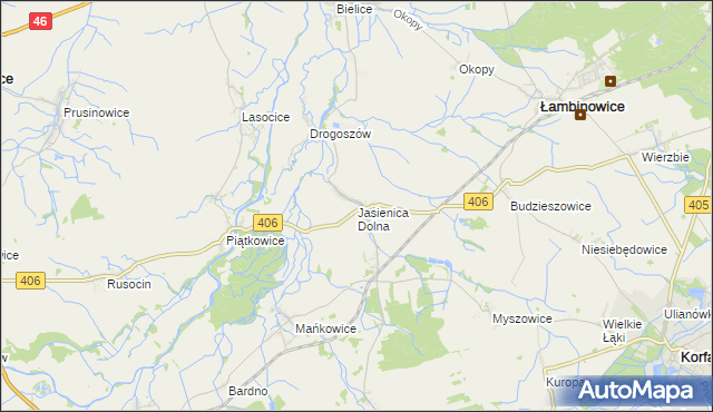 mapa Jasienica Dolna, Jasienica Dolna na mapie Targeo