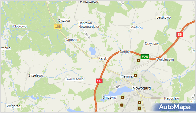 mapa Karsk gmina Nowogard, Karsk gmina Nowogard na mapie Targeo